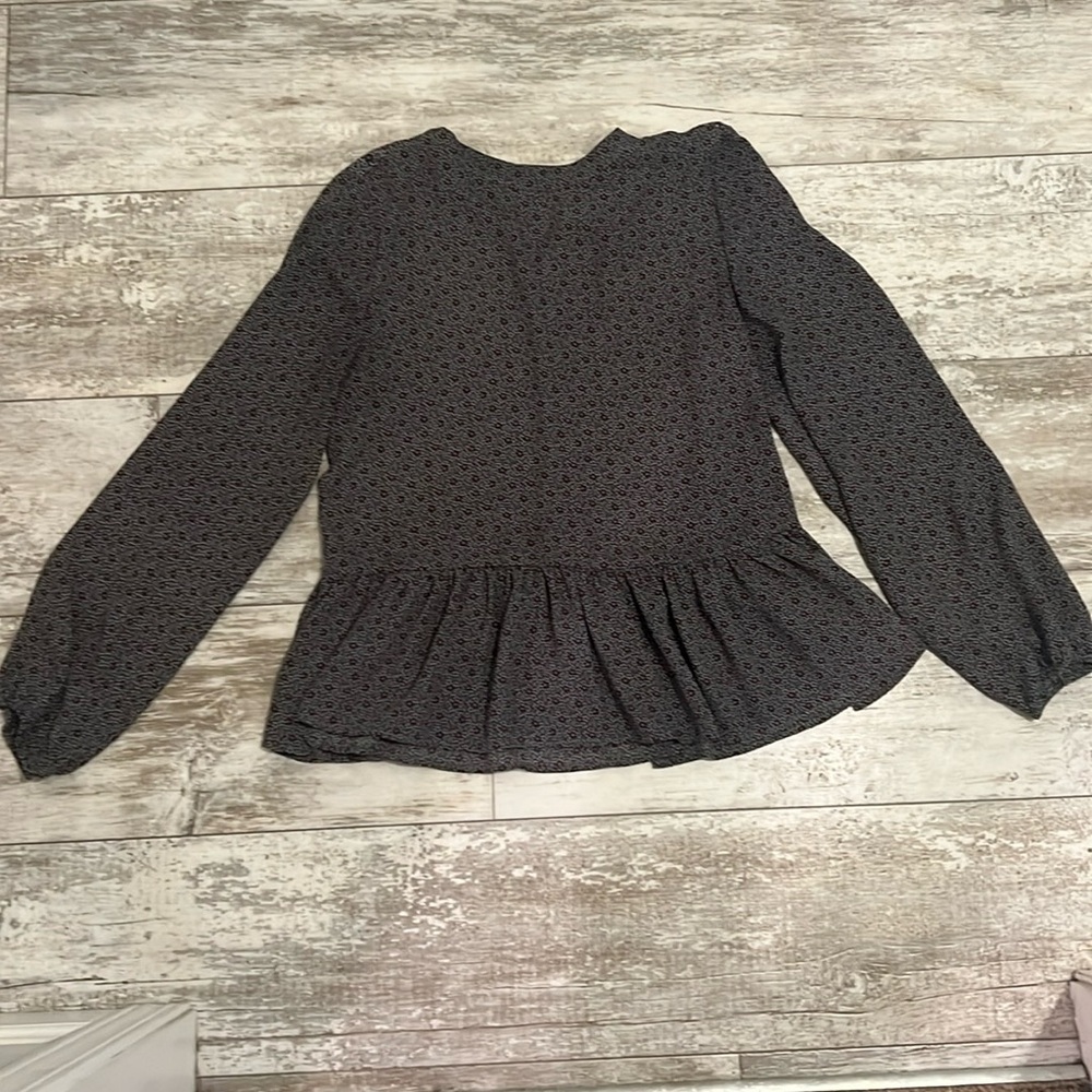 Long sleeve mock neck peplum blouse